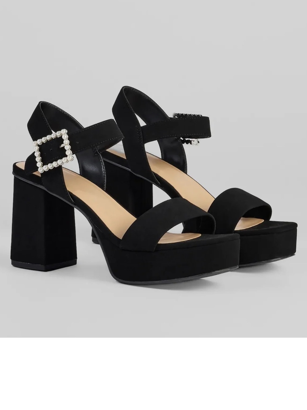 Windsor Black Dazzling Grace Faux Pearl Platform Heels Size 6
